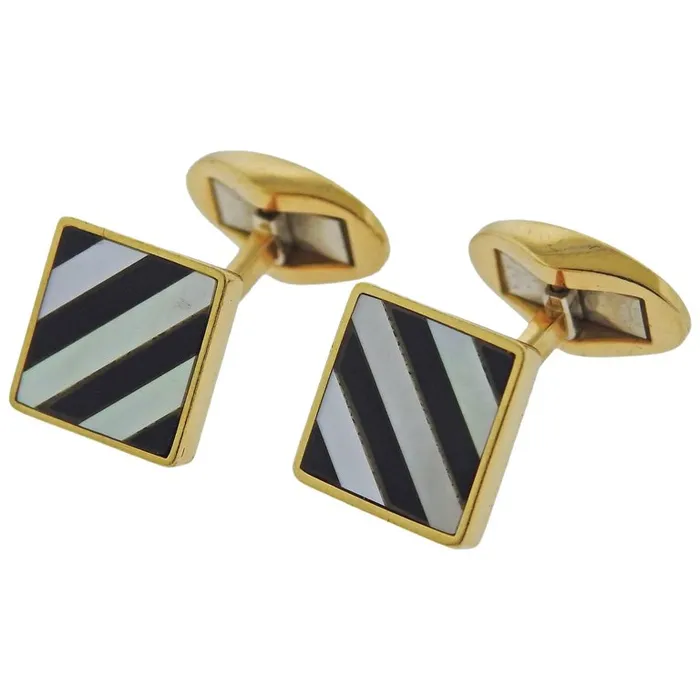 Tiffany Co Necklaces Tiffany Co MotherofPearl Onyx Inlay Gold Cufflinks