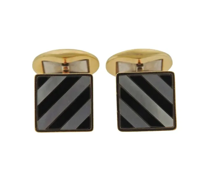 Tiffany Co Necklaces Tiffany Co MotherofPearl Onyx Inlay Gold Cufflinks