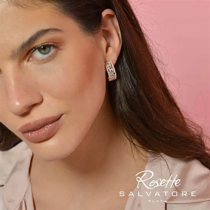 Womens silver earrings with rose gold plating and colored zircons Salvatore Plata ROSETTE Salvatore Plata Earrings Womens silver earrings with rose gold plating and colored zircons Salvatore Plata ROSETTE Salvatore Plata Earrings