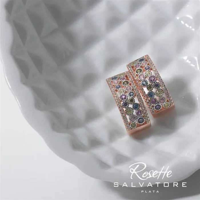 Womens silver earrings with rose gold plating and colored zircons Salvatore Plata ROSETTE Salvatore Plata Earrings Womens silver earrings with rose gold plating and colored zircons Salvatore Plata ROSETTE Salvatore Plata Earrings