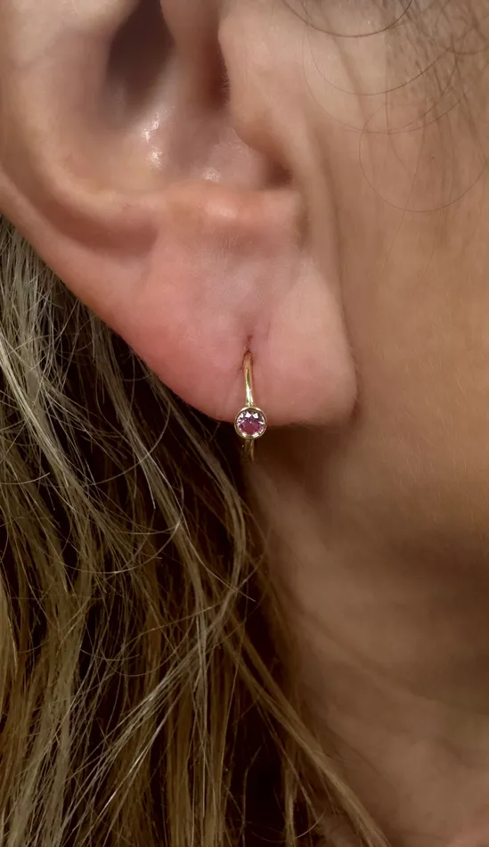 YaninaCo Jewelry Earrings Pink Sapphire Huggie Earrings