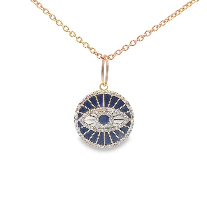 YaninaCo Jewelry Necklaces Blue Evil Eye Diamond Pendant