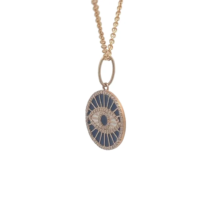 YaninaCo Jewelry Necklaces Blue Evil Eye Diamond Pendant