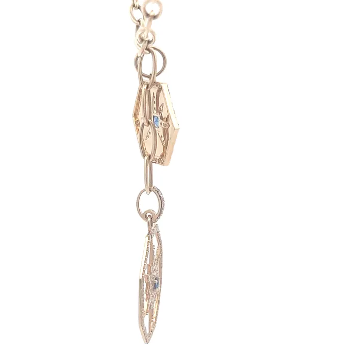 YaninaCo Jewelry Necklaces Diamond Sapphire Disc Charm Necklace YaninaCo Jewelry Necklaces Diamond Sapphire Disc Charm Necklace