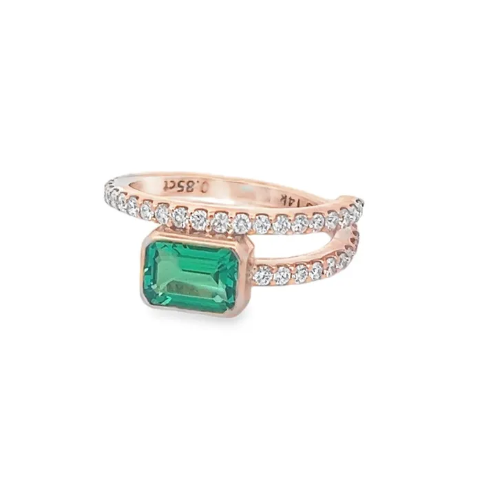 YaninaCo Jewelry Rings Emerald Bypass Ring